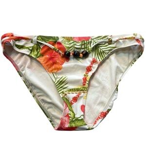 St John Tropical Belted‎ Beaded Bikini bottoms size 10 Swim